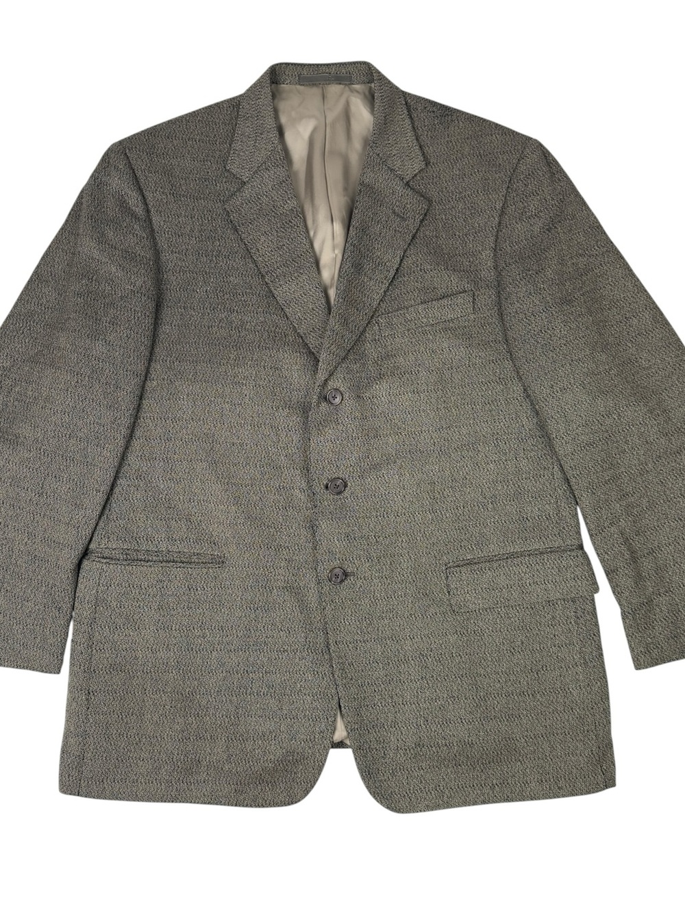 VTG Monsieur Givenchy Silk Wool Sport Coat Blazer Jacket Tan Black Men's 44R